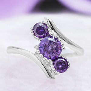 Purple Amethyst Gemstone ring, size 7, 925 Sterling Silver Charmed Aroma